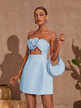 Kinsley Strapless Cutout Mini Dress In Blue